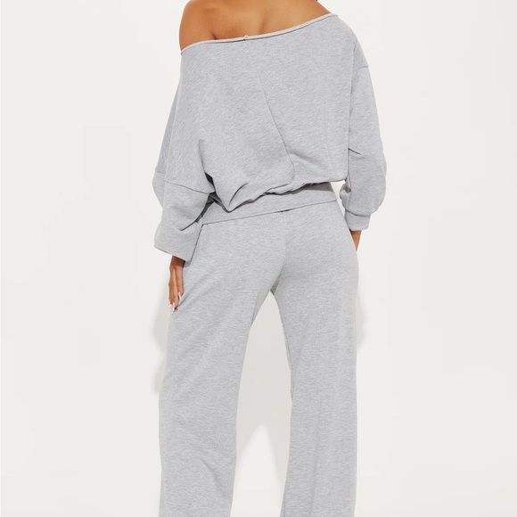 Fashion Nova Gray Off-Shoulder Cozy Knit Sweater and Pant Set - Picture 6 of 6
